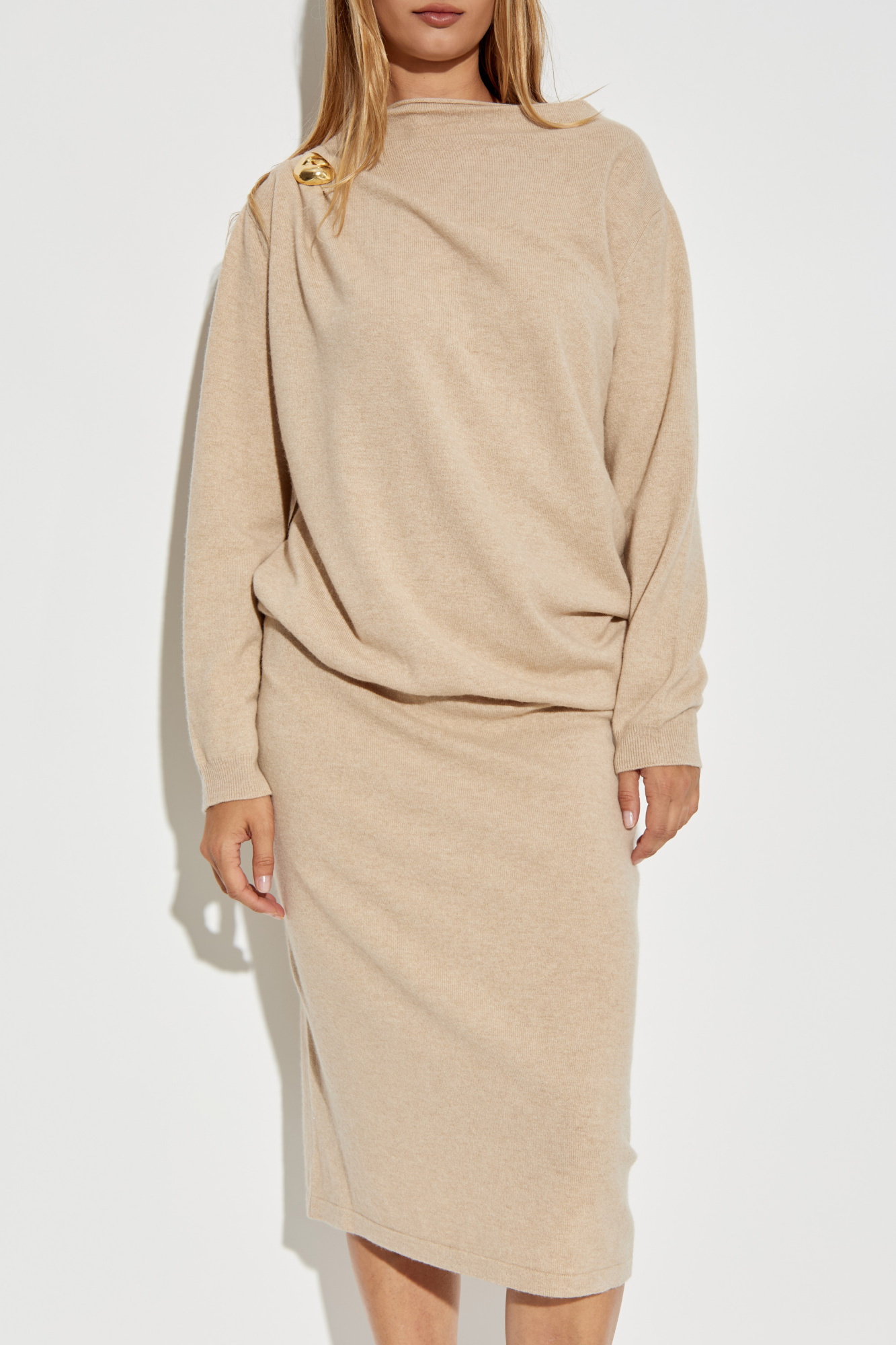 ワンピース FABIANA FILIPPI GREY WOOL DRESS Women's Dresses: Satin, Silk & Wool Dresses | Fabiana Filippi®